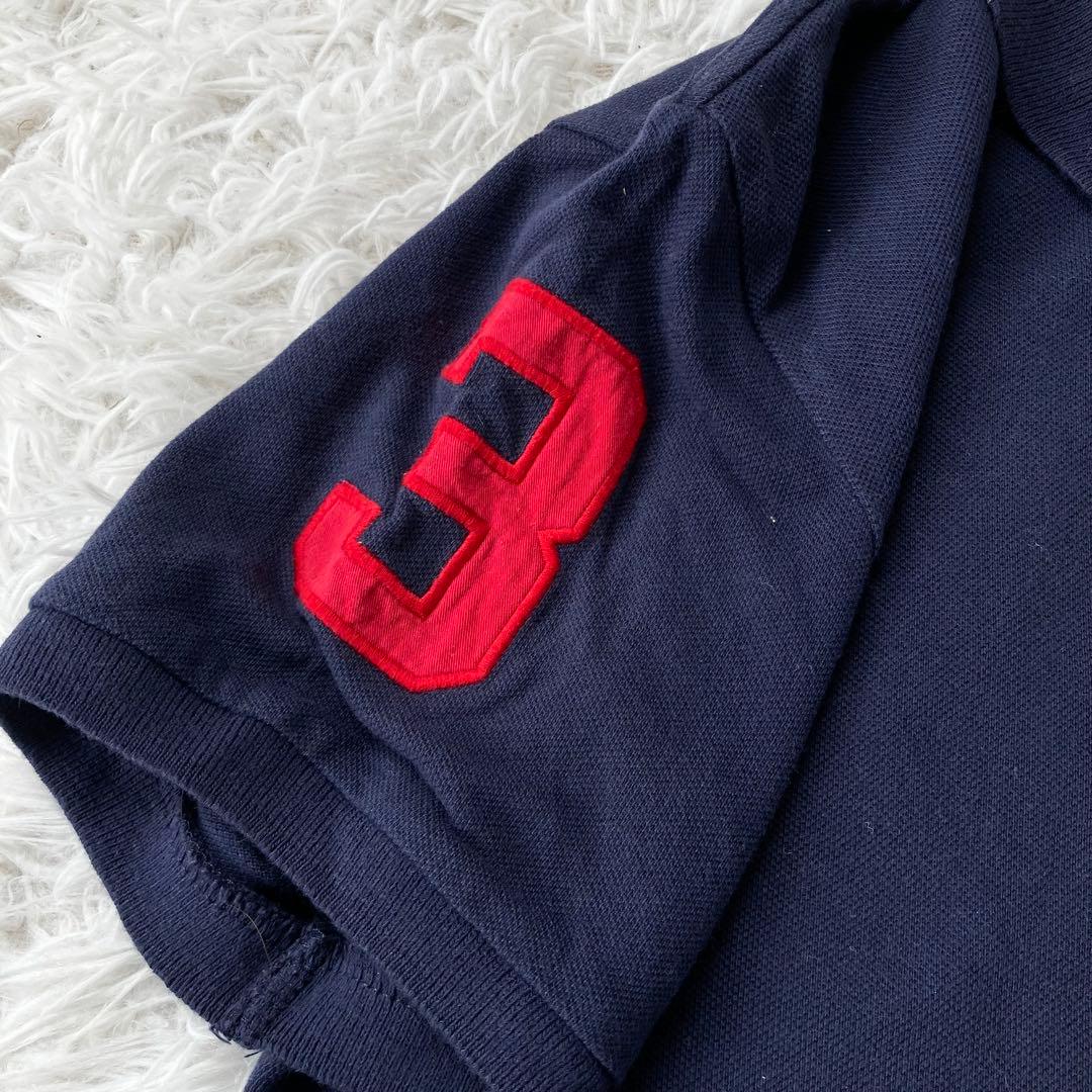 ラルフローレン ポロシャツ ロゴ刺繍 ネイビー Lサイズ 鹿子