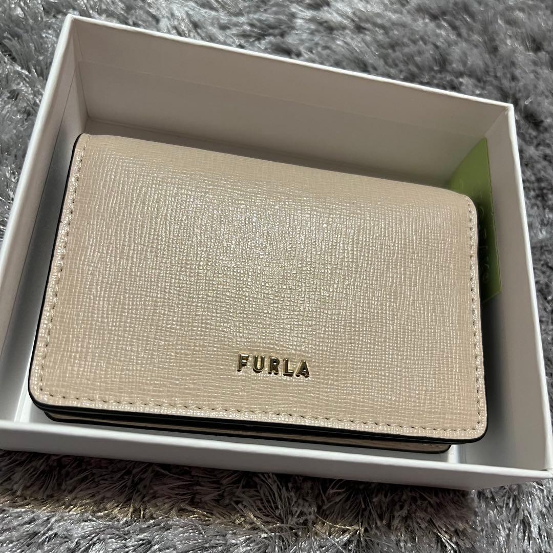 FURLA ベージュ レザー 名刺入れ BABYLON バビロン フルラ