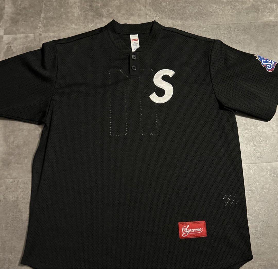 Supreme S Logo Baseball Henley Black 黒野球