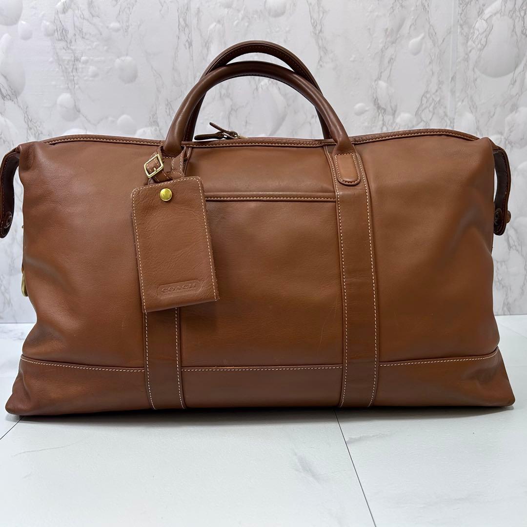 COACH 大容量 レザー ボストンバッグ ブラウン