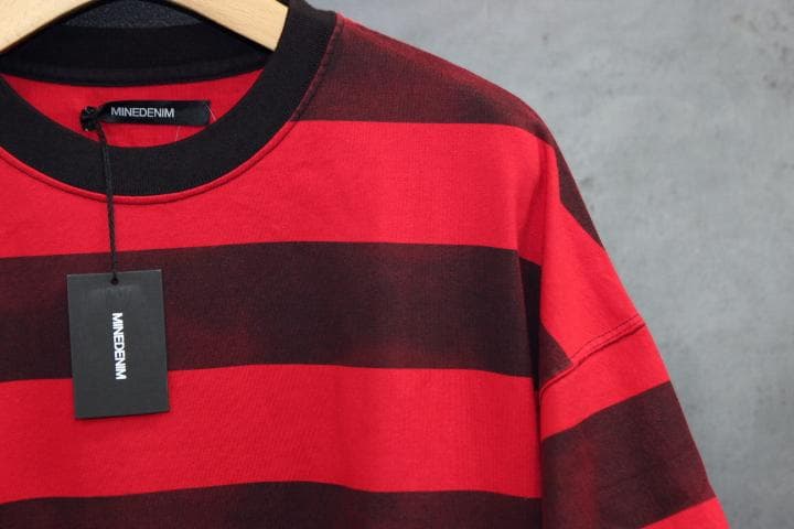 MINEDENIM マインデニム Hazy Bold Border Tシャツ L