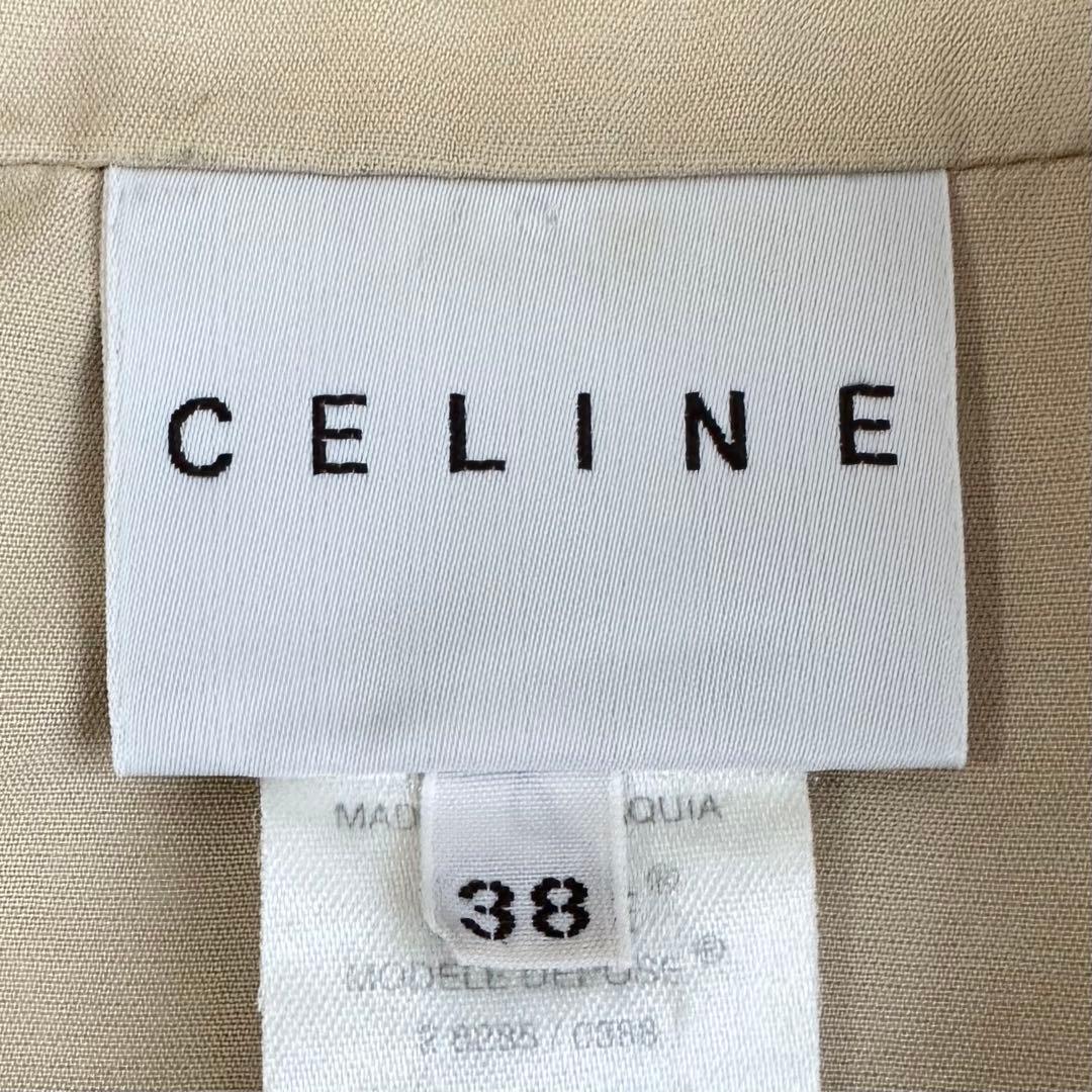CELINE セリーヌ コットン ベージュ トレンチコート レディース ロゴ刺繍