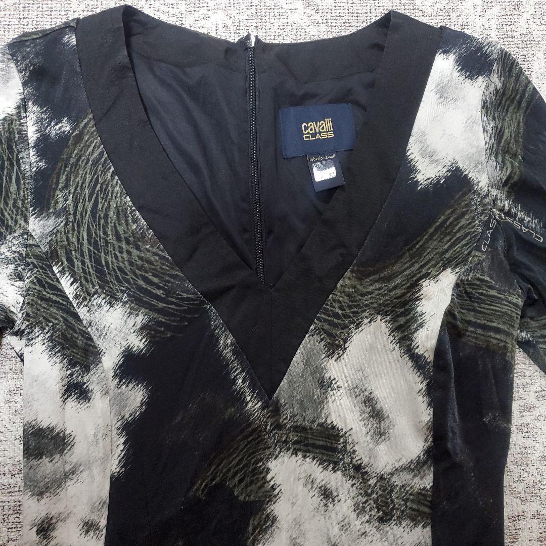 cavalli CLASS Vネック長袖ワンピース