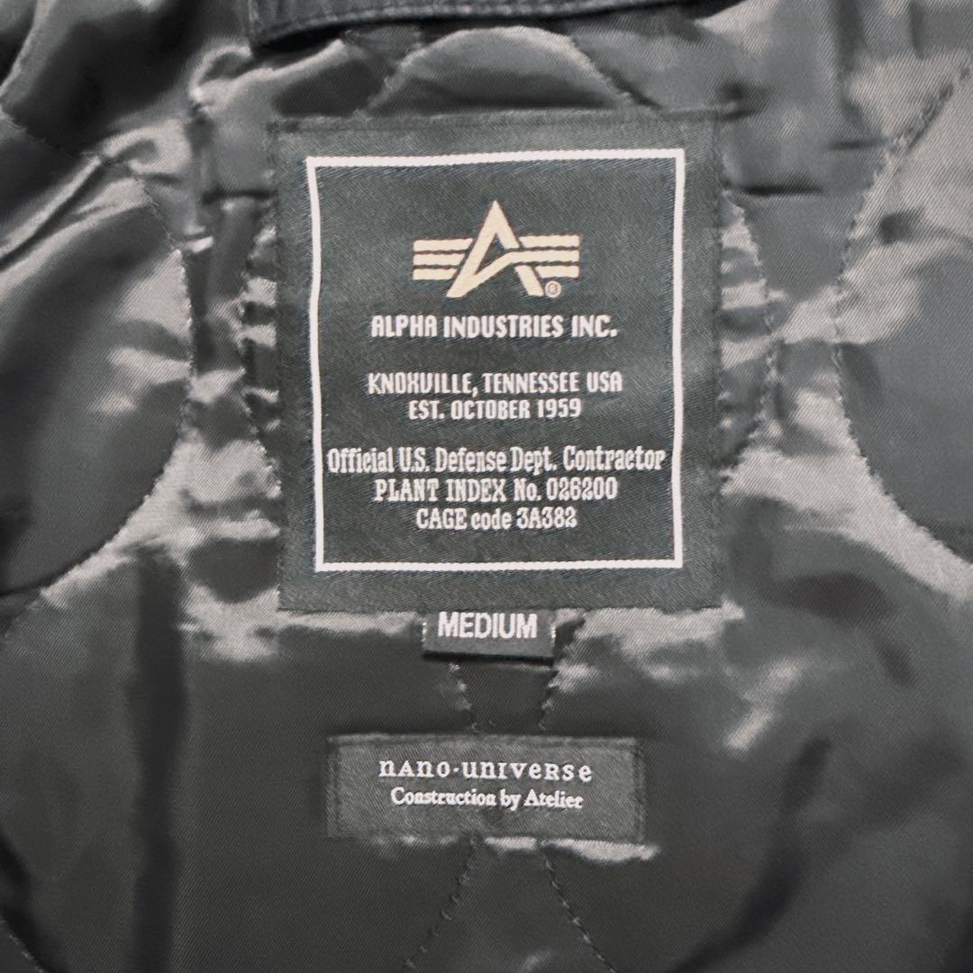 【良品】アルファインダストリーズ ナノユニバース別注 MA-1 レザー切替 M