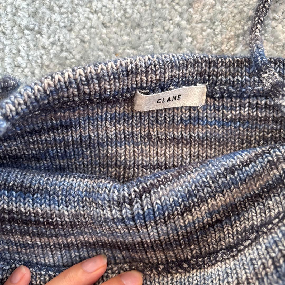 【新品】CLANE MIX BORDER SIDE HOLE KNIT TOPS