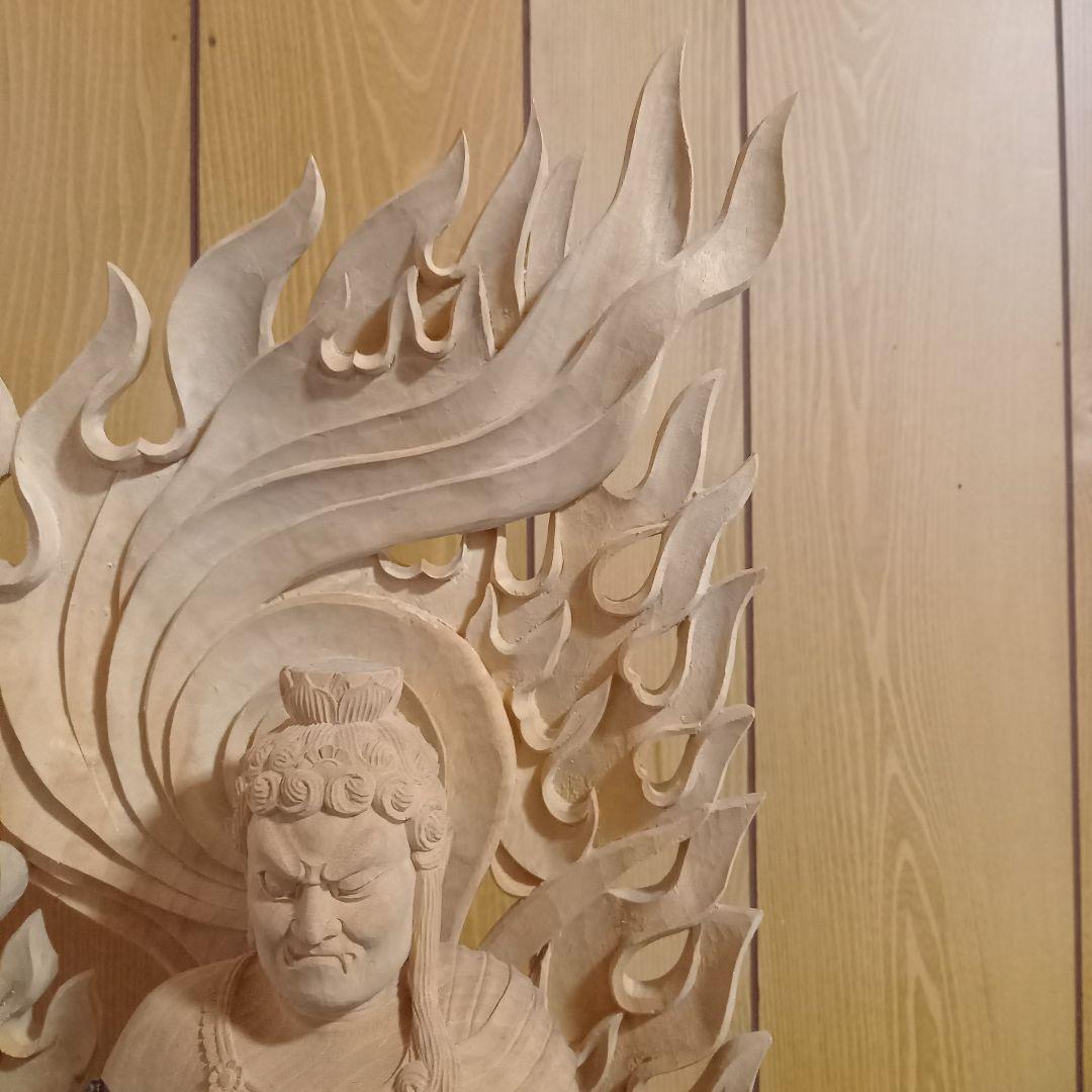 不動明王立像　木製彫刻 神像 全長約65cm