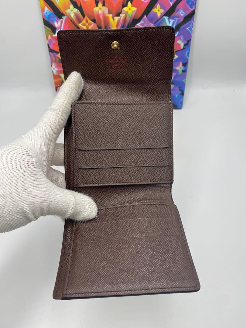 美品★ルイヴィトン ダミエ エベヌ ポルトフォイユ エリーズ 三つ折り財布