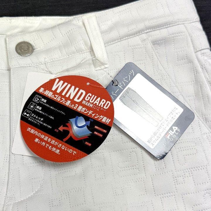 新品 フィラ ゴルフ 高周波キルト 3層ボンディング パンツ フリース 白 78