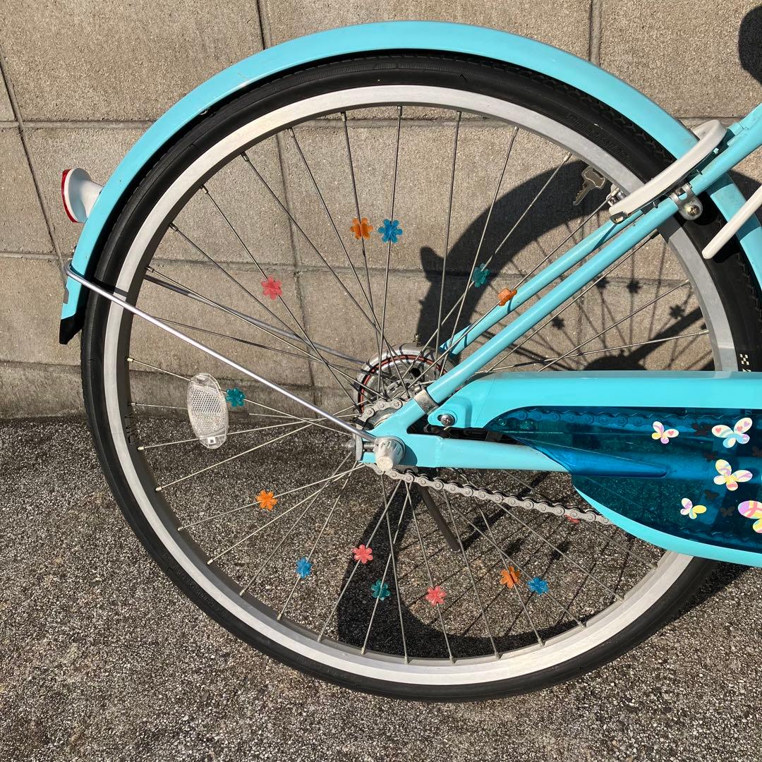 【引き取り限定】子供用自転車 エコパル　24インチ水色 花柄 前カゴ付き　女の子