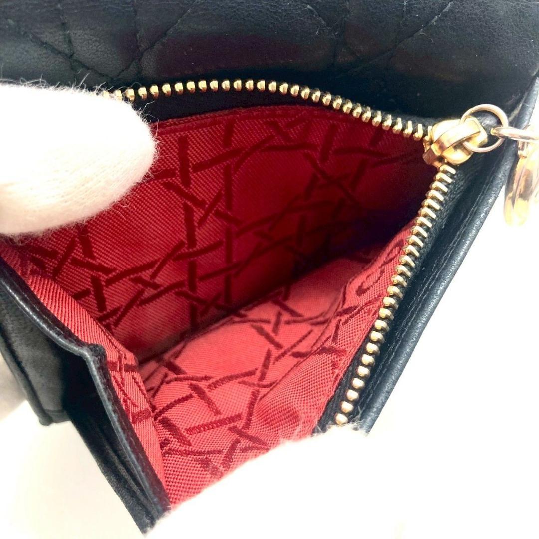 クリスチャンディオール 三つ折り財布 折り財布 レザー ブラック 70908