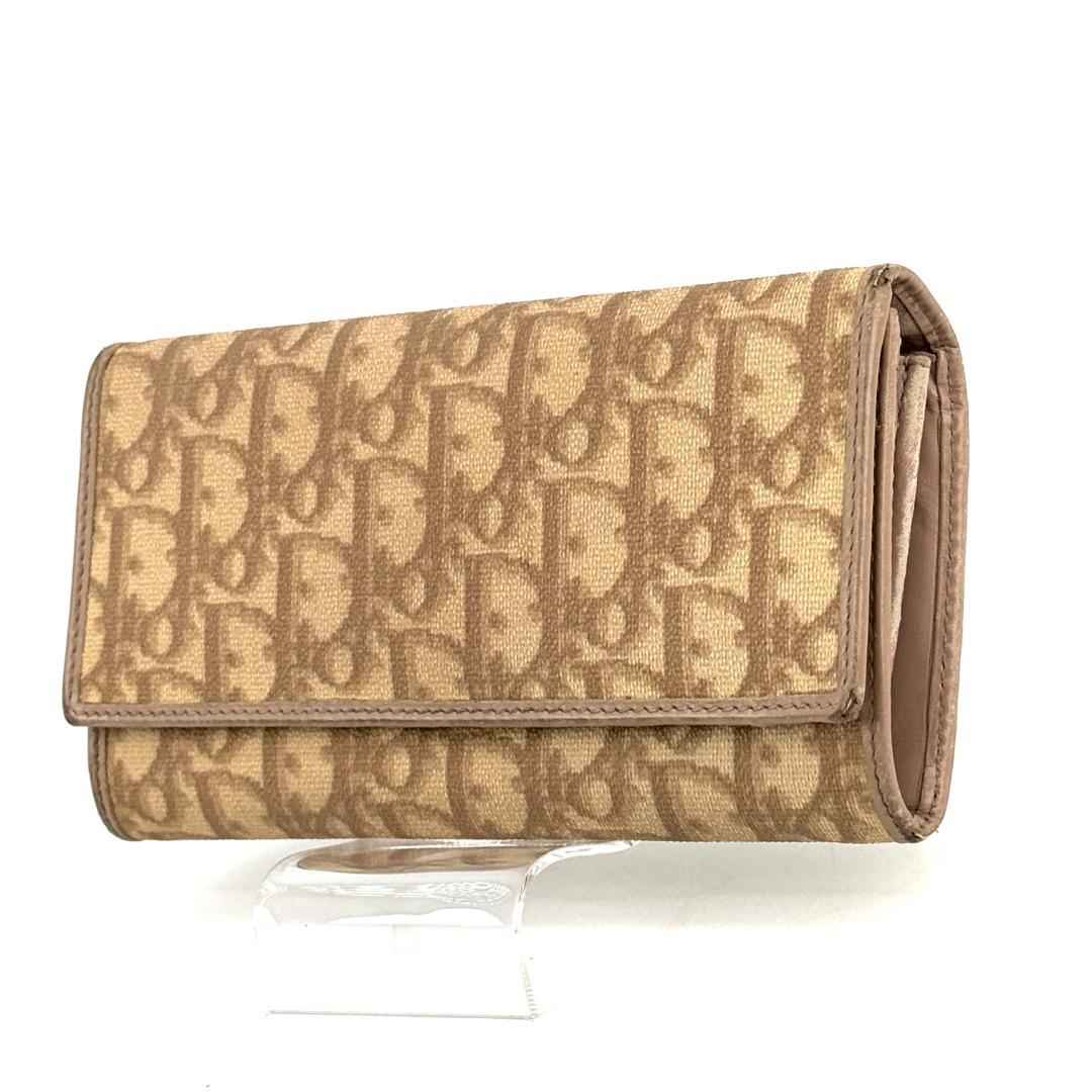 Christian Dior トロッター柄 長財布 ベージュ PVC