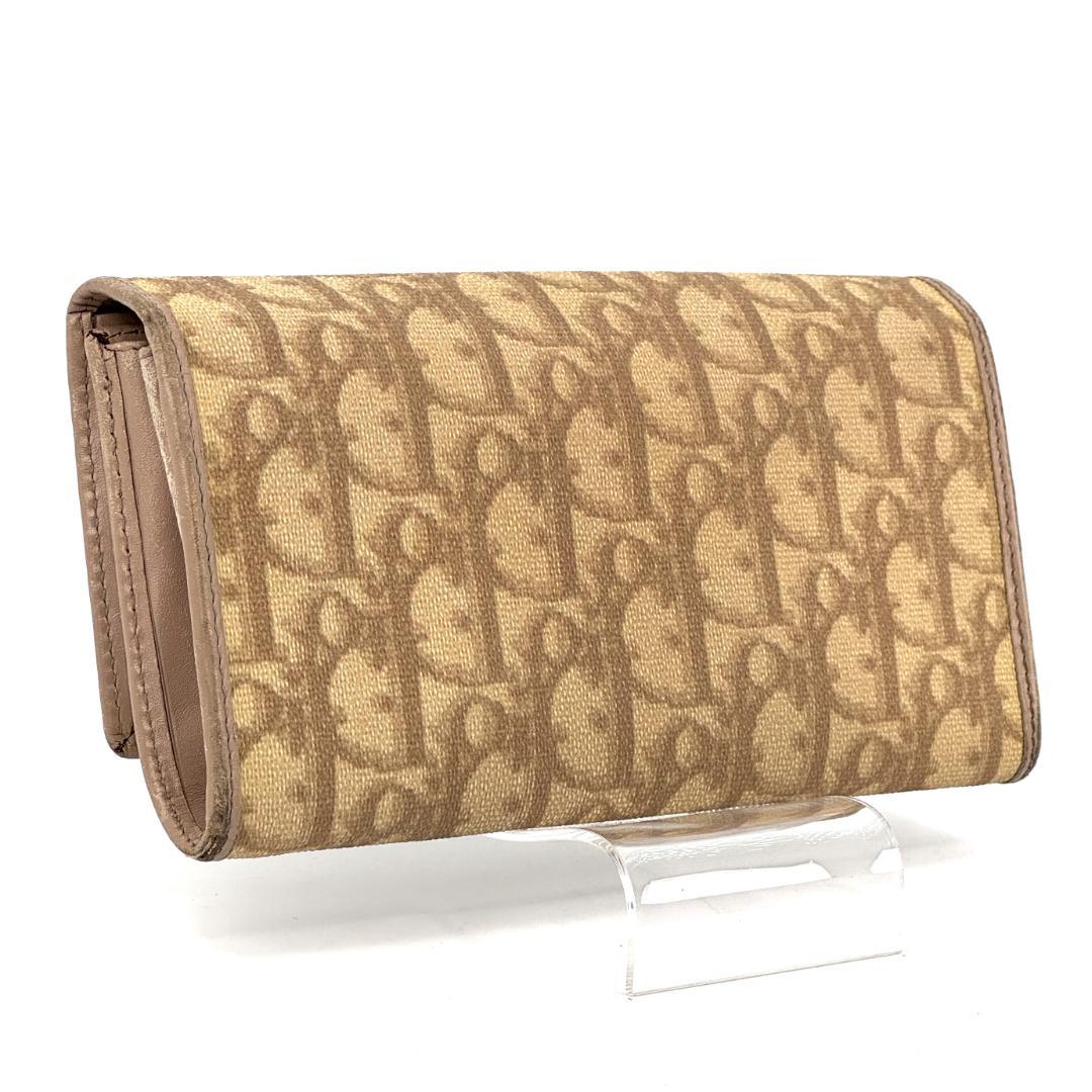 Christian Dior トロッター柄 長財布 ベージュ PVC