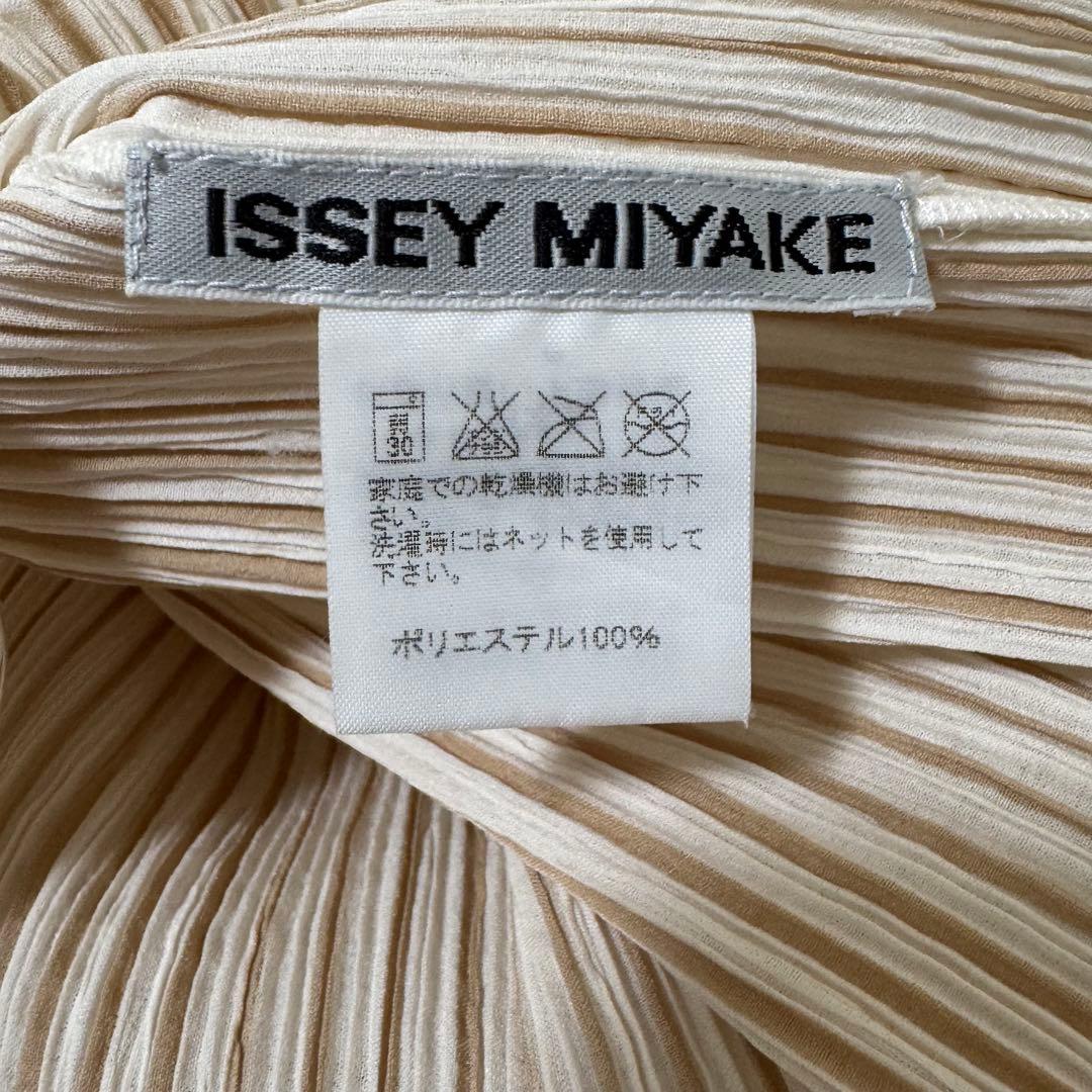 極美品✨ISSEY MIYAKE プリーツ　ストライプ　ブラウン　ホワイト　半袖
