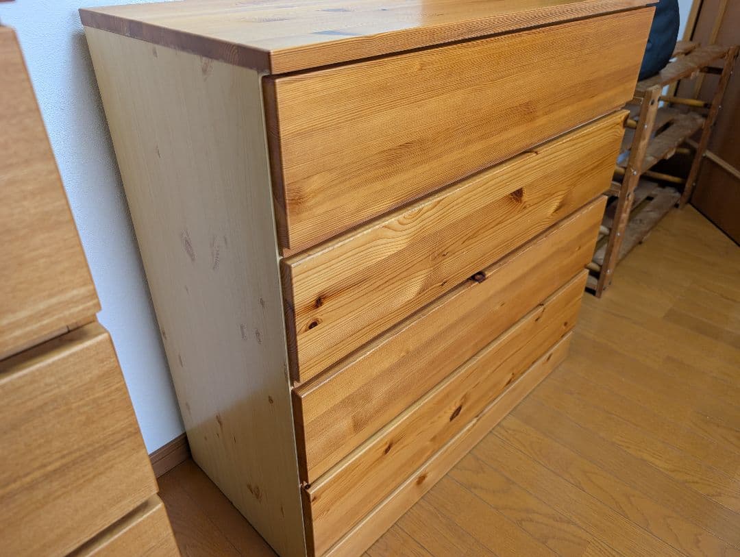 無印良品　パイン材　ワイド　チェスト　4段ワイド　廃盤品