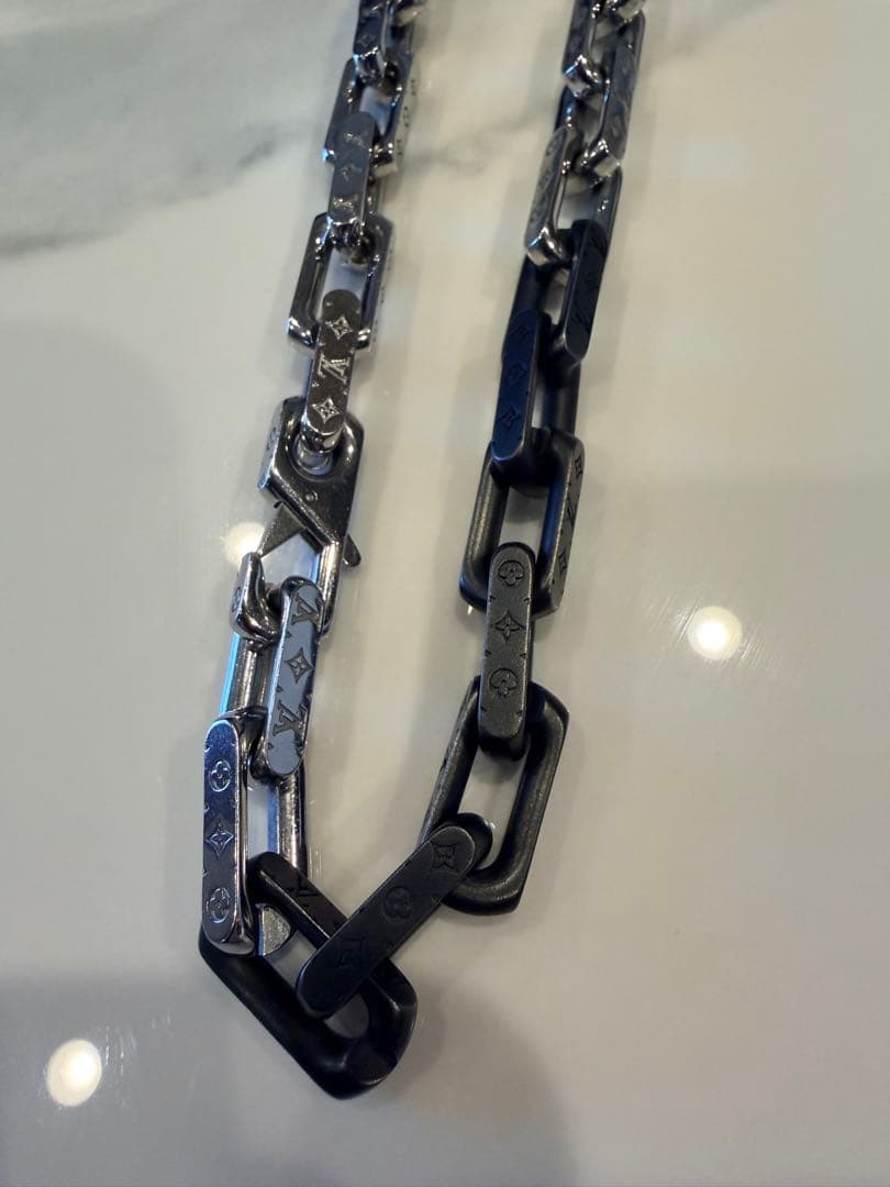 【極美品/希少】ルイ・ヴィトン コリエ・モノグラム チェーン シルバー×ブラック