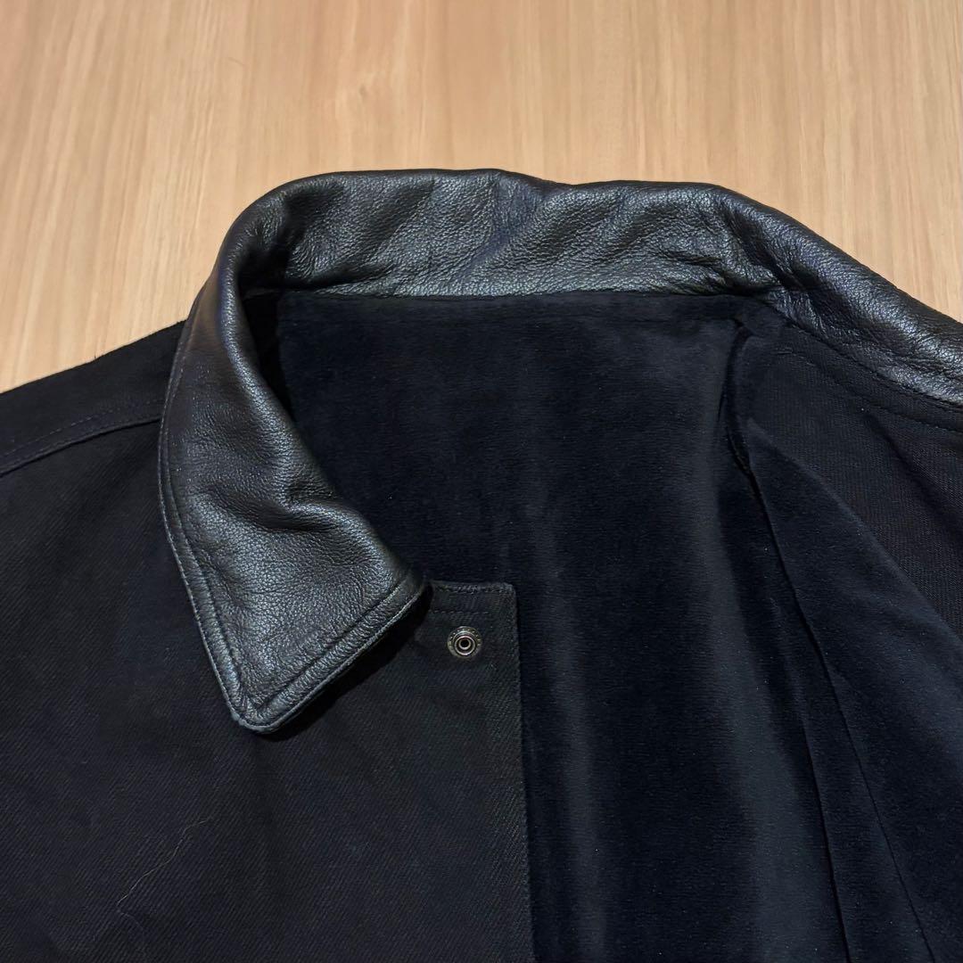 Denim leather jacket /カバーオール / Black