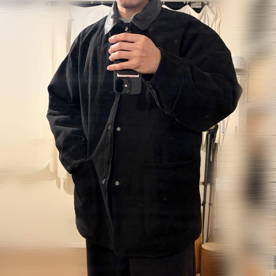 Denim leather jacket /カバーオール / Black