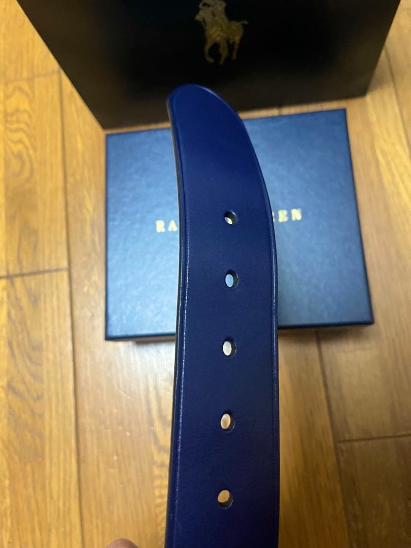 Ralph Lauren ネイビー レザーベルト