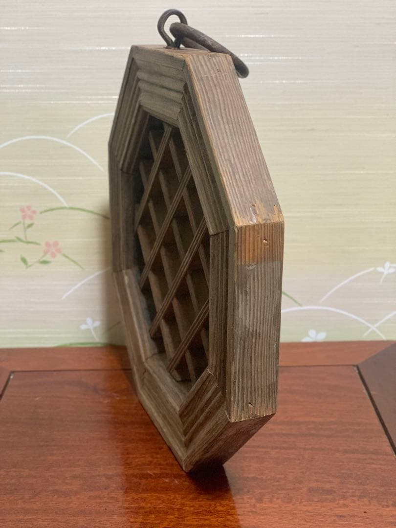 【専用】中国？　李朝？　アンティーク　木製八角欄間　ビンテージ格子　壁掛け飾り