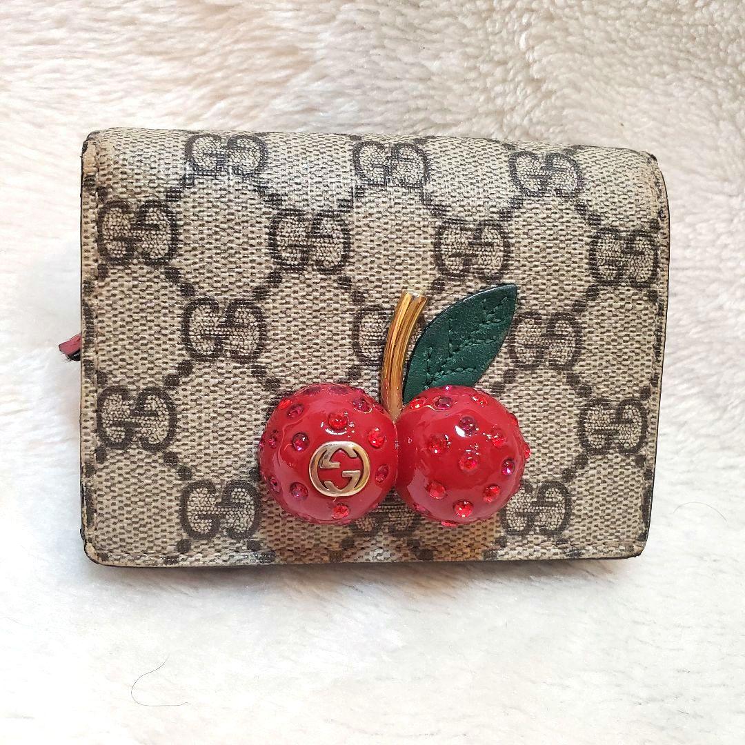 美品 希少 GUCCI　さくらんぼ　GGスプリーム　レザー　チェリー