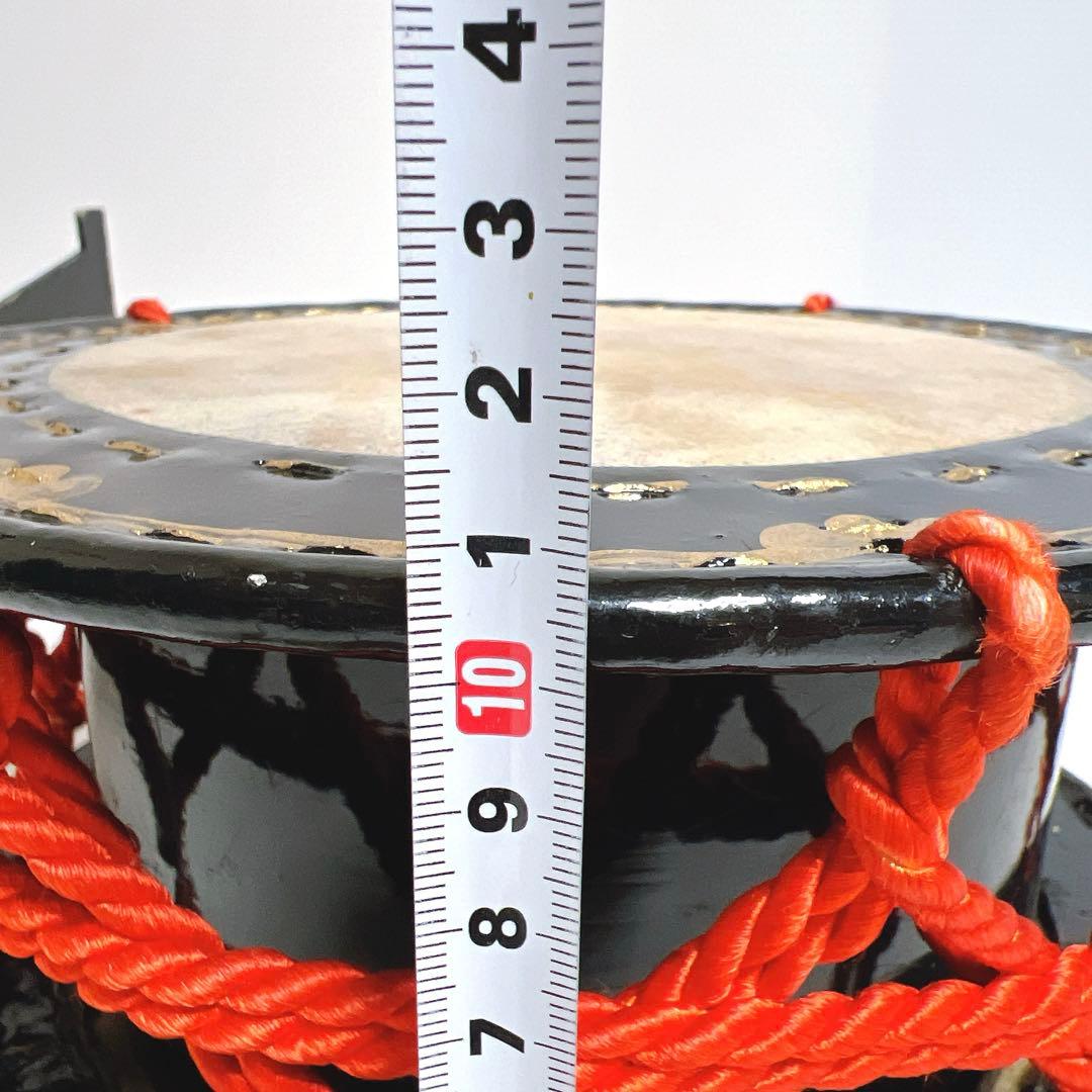 締め太鼓 23.5cm x 11cm 和太鼓　打楽器　ミニサイズ　漆塗り