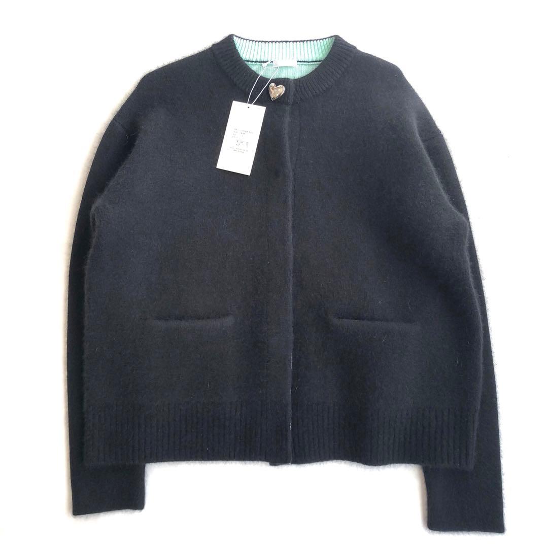 Liten リテン Bicolor raccoon knit coatigan