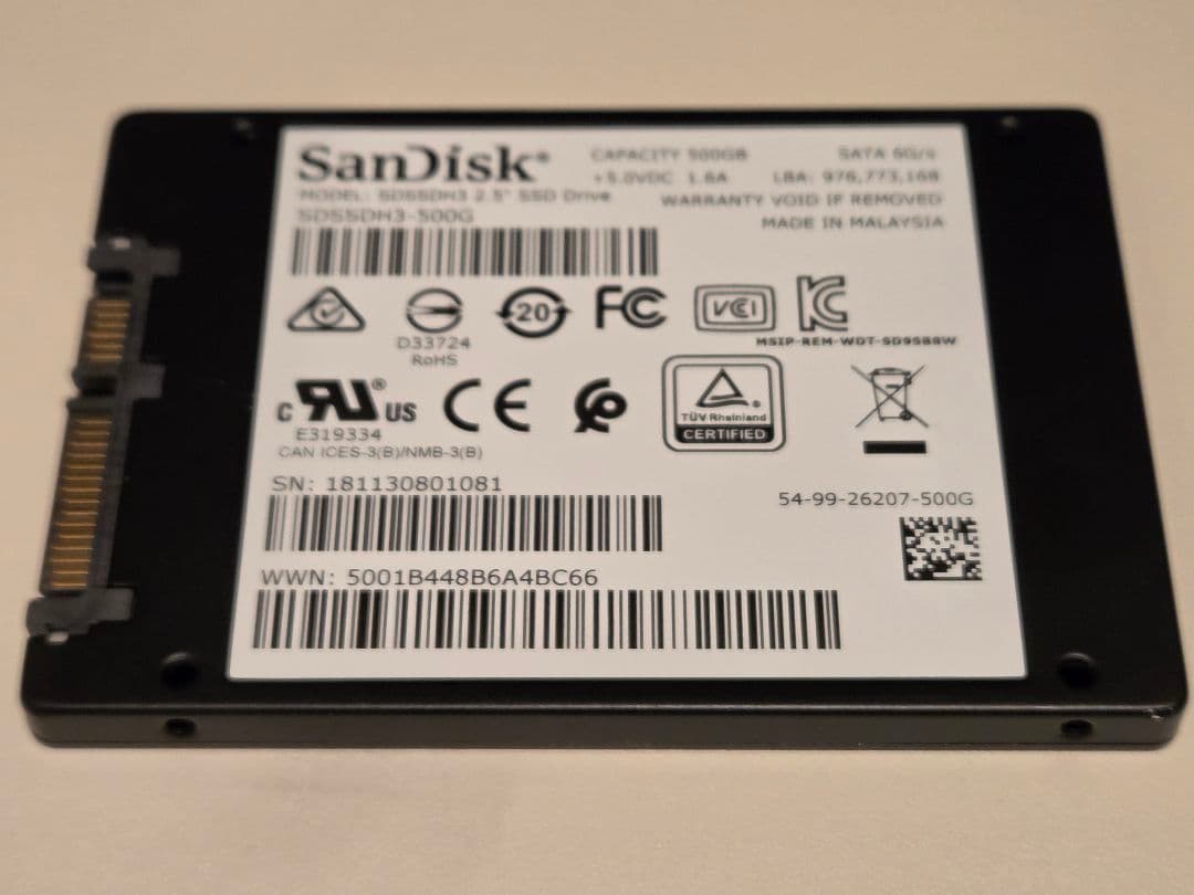 SanDisk Ultra 3D SSD 500GB⑥◆健康状態98%