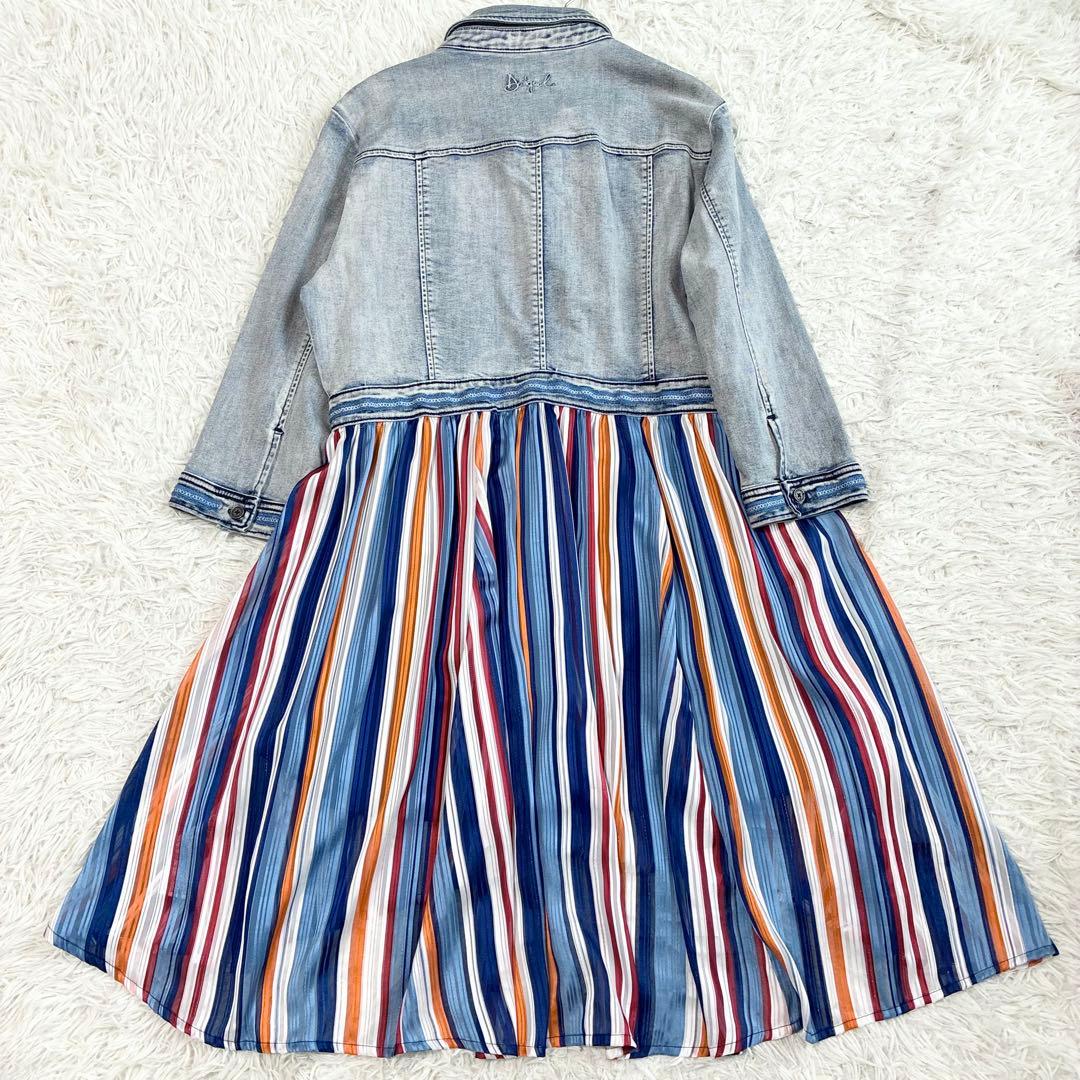 未使用級✨Desigual デニムドッキングワンピース マルチカラー 3XL