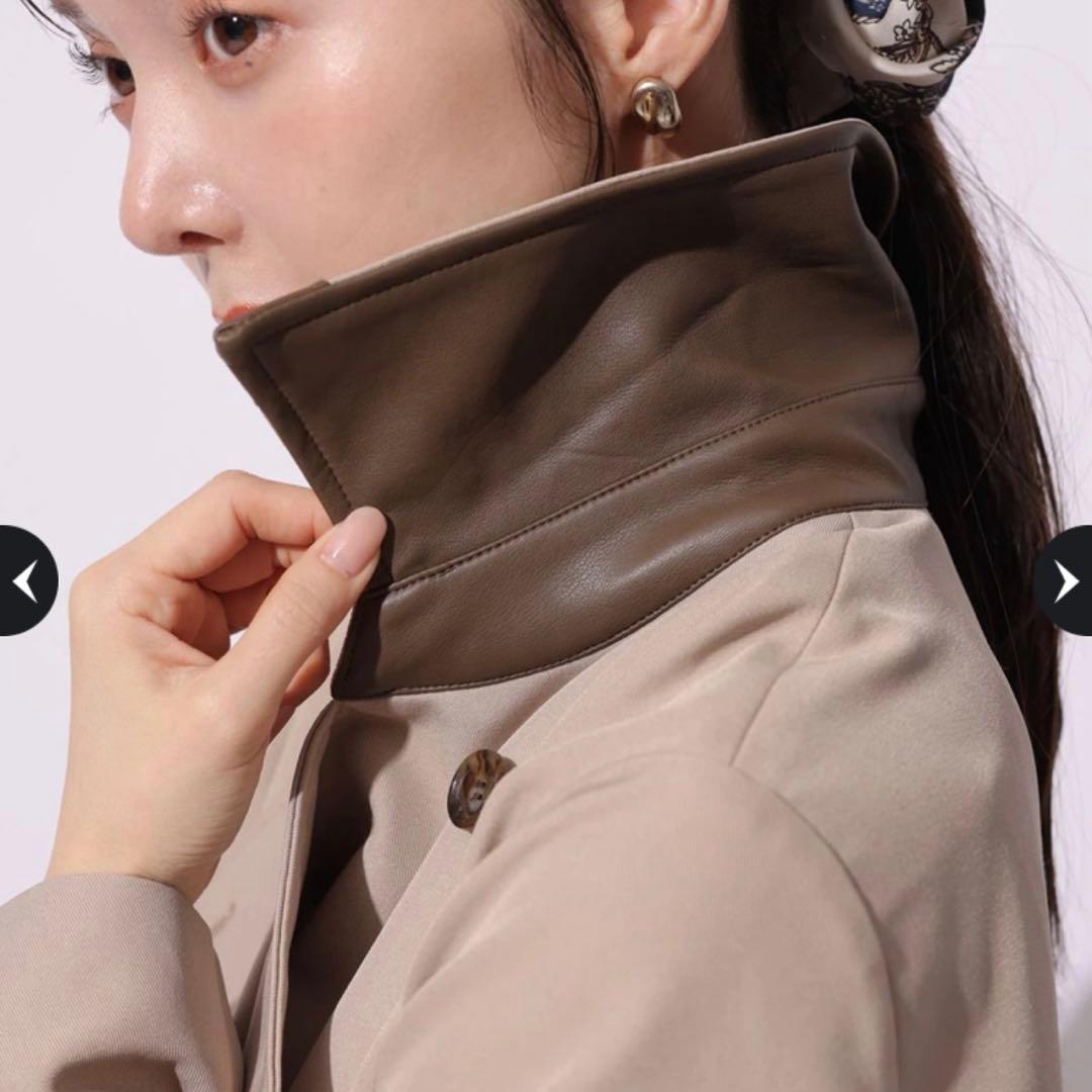 完売　Mystrada レザー切り替えミドルトレンチ