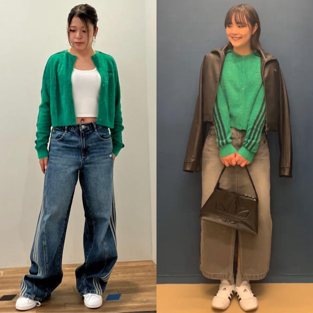 新品2XL⭐️adidas フラッフィーニット カーディガン グリーン 重盛さと美