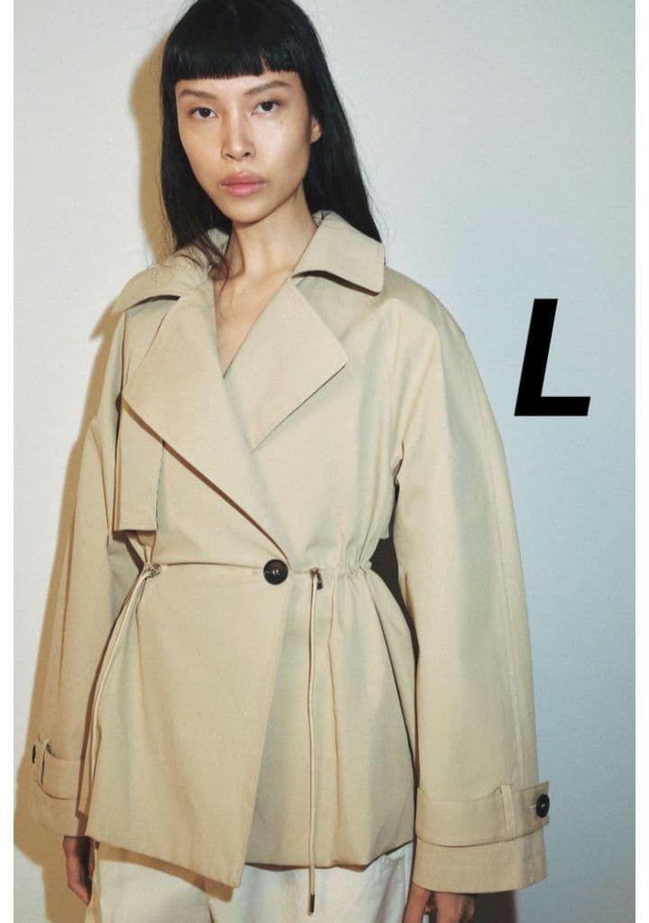 ZARA 調節可能なウエスト ショートトレンチコート L 完売品