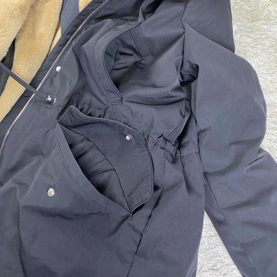 【美品】ZARA trf 2way中綿モッズコート ファー ボア L ブラック