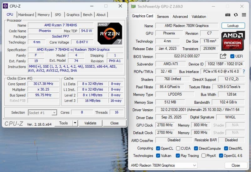 ミニPC AOOSTAR GEM10 Ryzen7 7840HS 32GB/512GB