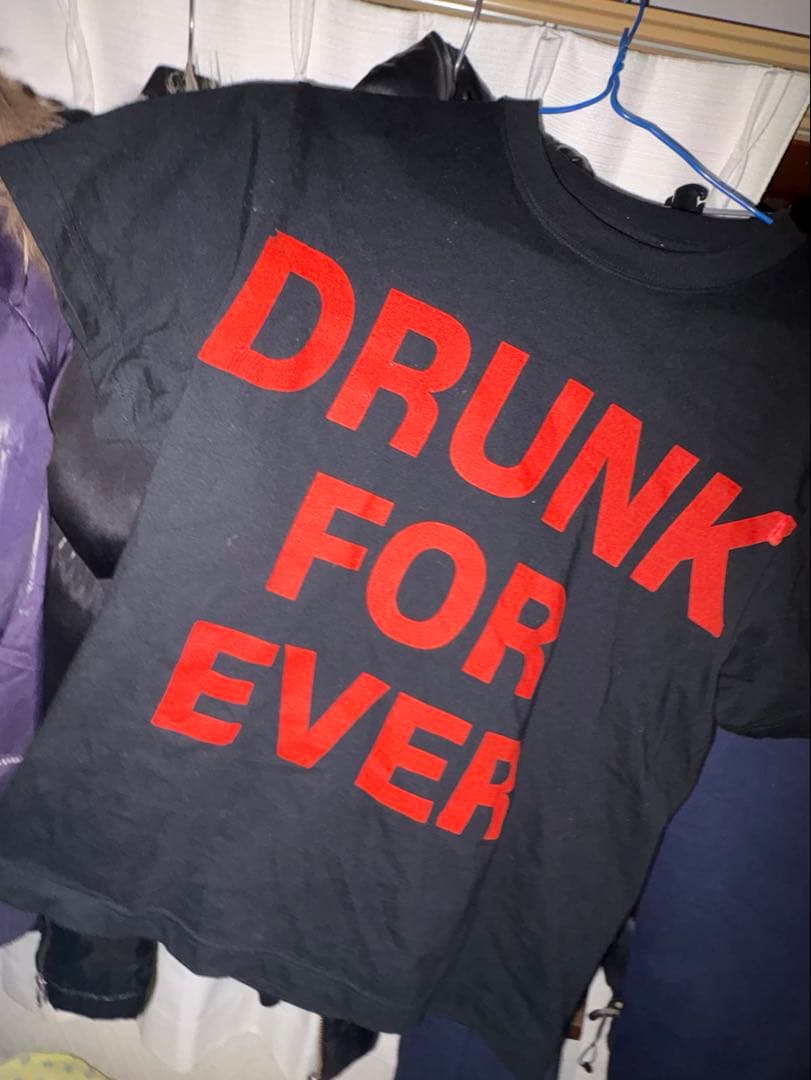 DRUNK FOR EVER Tシャツ 赤 s fti punkandyo