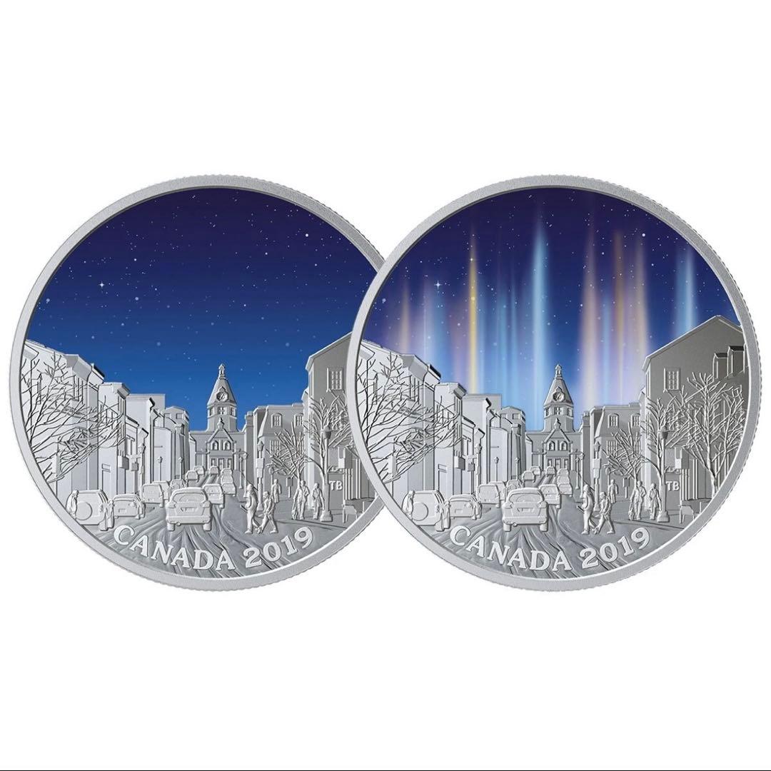 在庫残り1！【カナダ銀貨】Sky Wonders Light Pillars