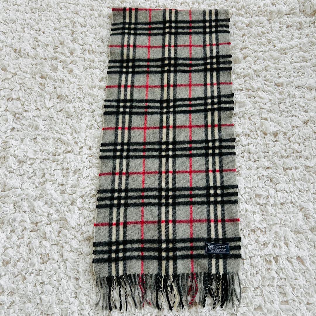 Burberrys カシミヤ 100% マフラー グレー ノバチェック 英国製