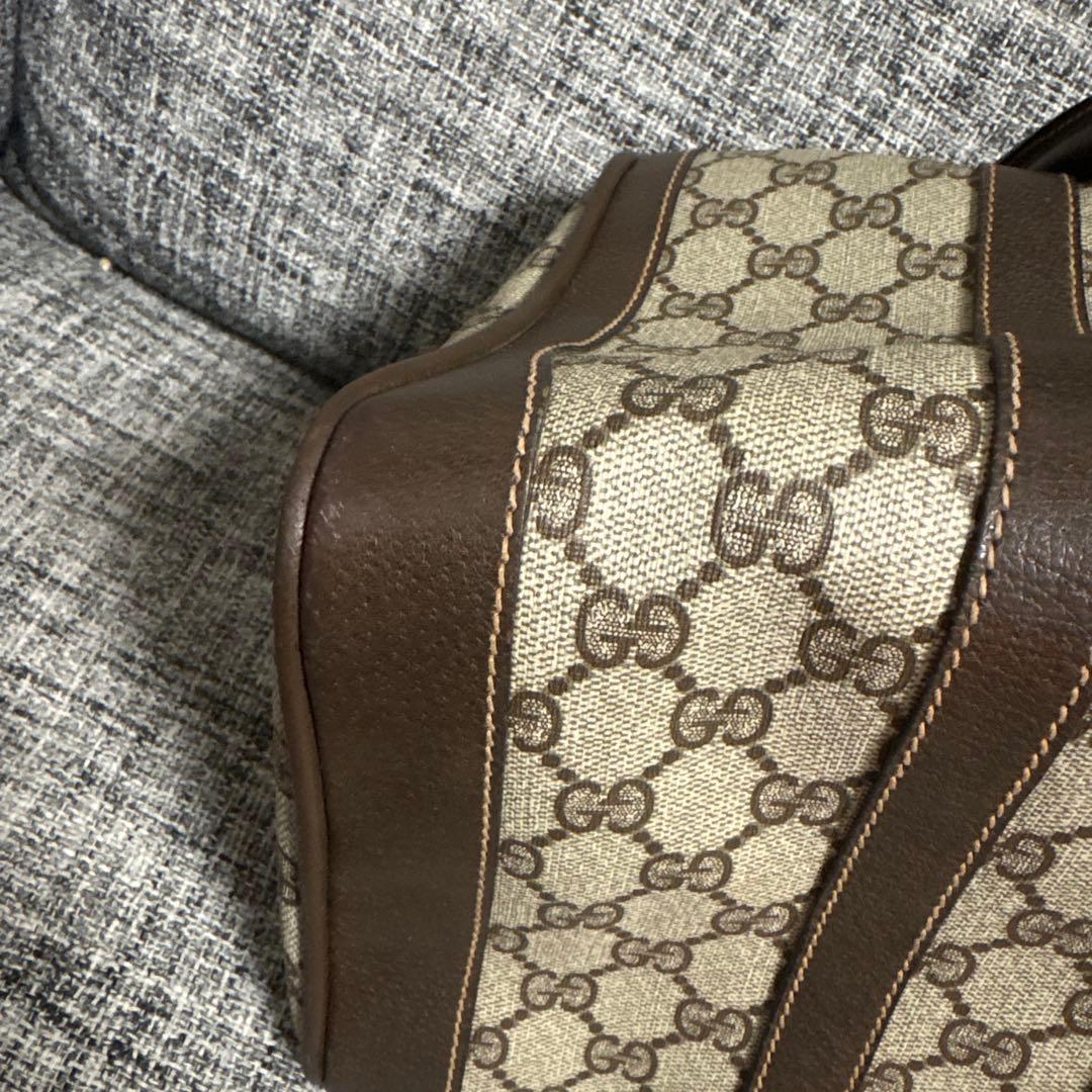GUCCI オールドグッチ GG柄シェリーライン ミニボストンバッグ ブラウン