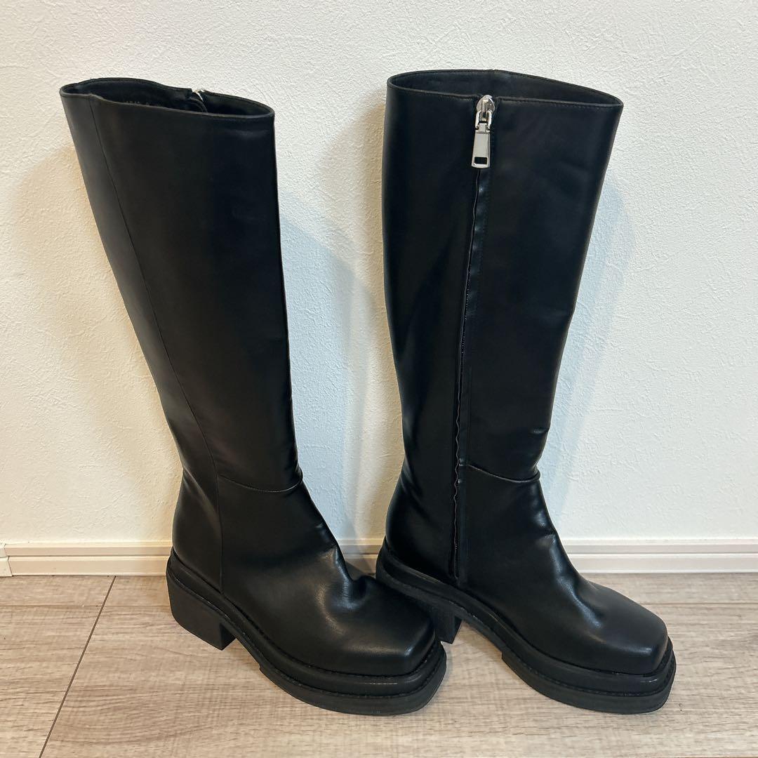 未使用 SLY スライ CHUNKY SOLE KNEE ブーツ Sサイズ 黒