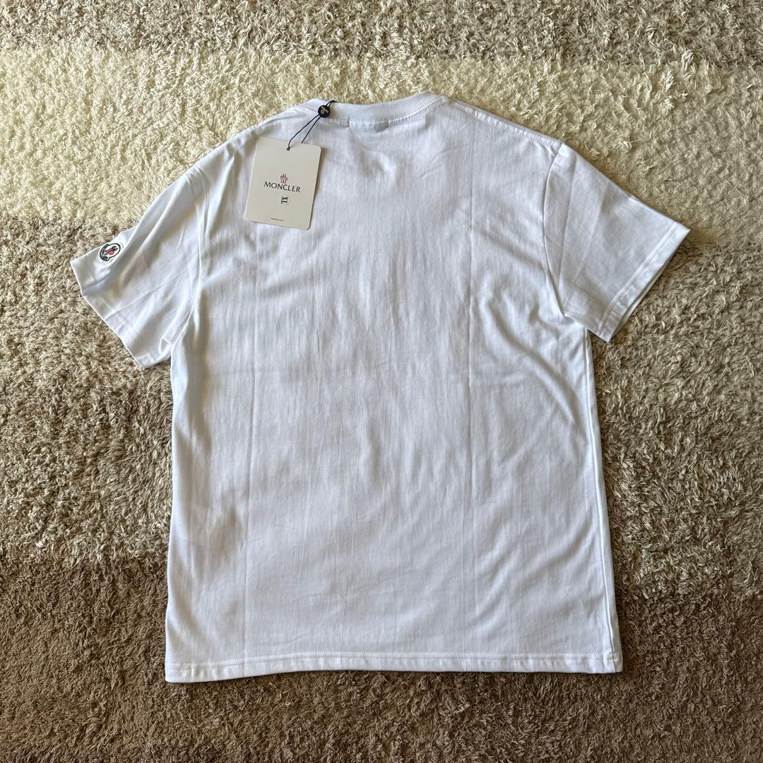 MONCLER ホワイト ロゴ刺繍 Tシャツ E