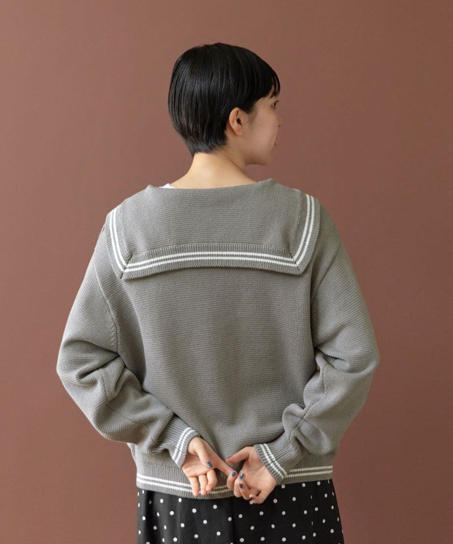 PAR ICIセーラー襟 グレー カーディガン