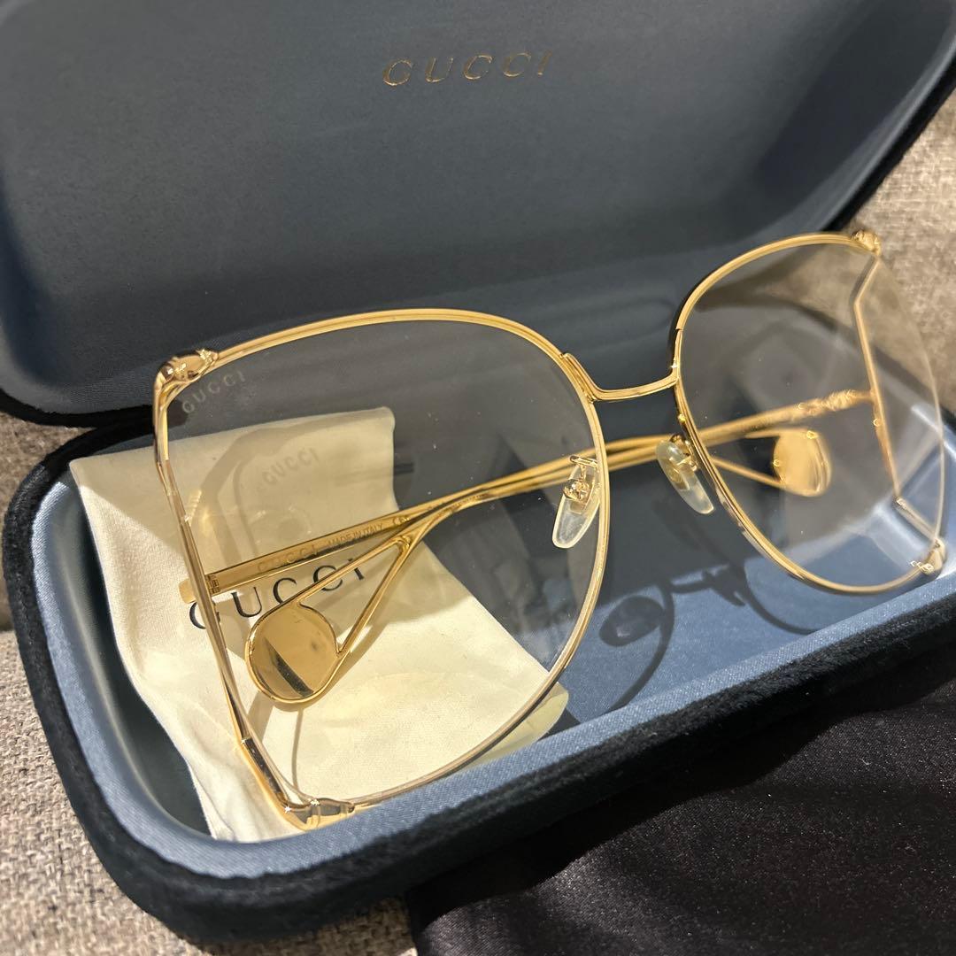 GUCCI ゴールド スクエア サングラス(袋付き)