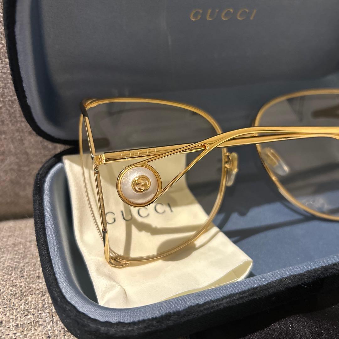 GUCCI ゴールド スクエア サングラス(袋付き)