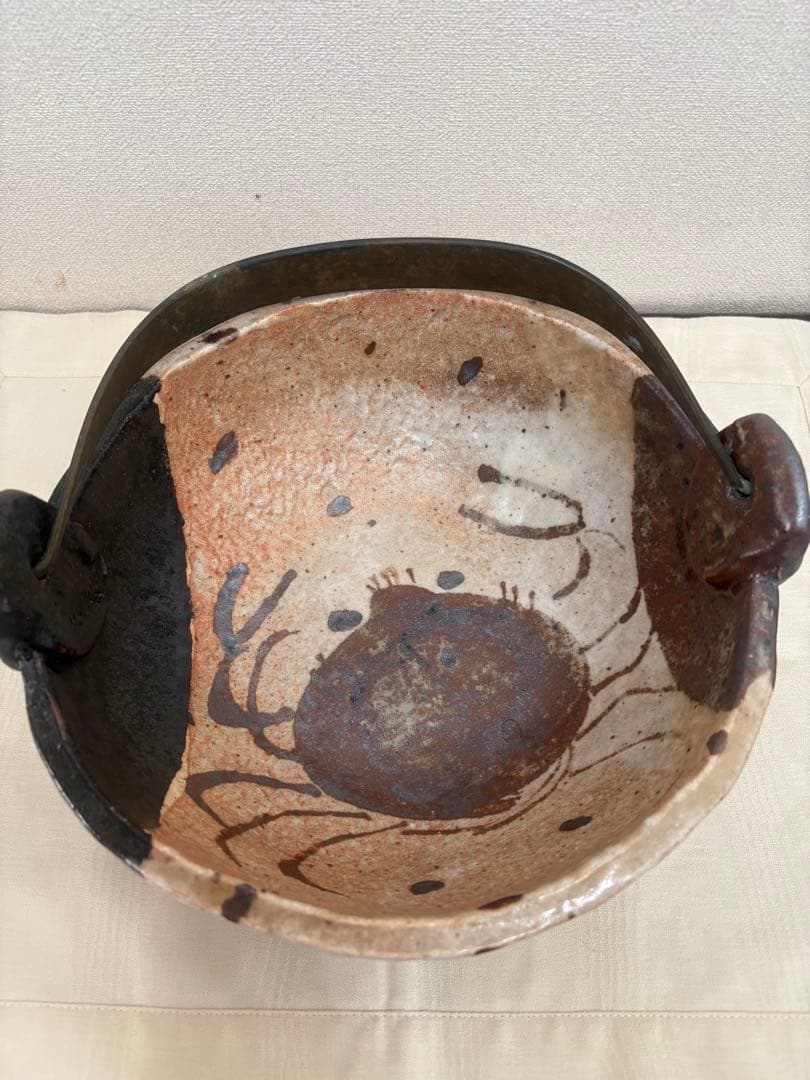 織部◆佐藤和次作品◆蟹の土鍋◆中古品
