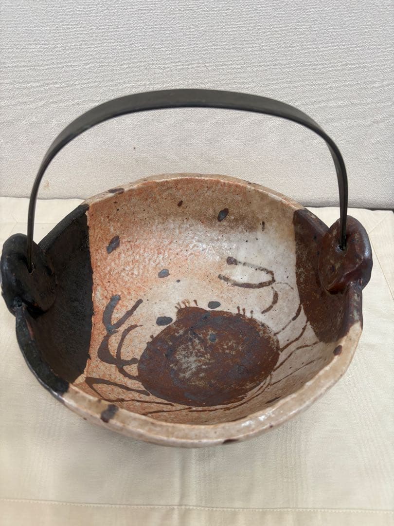 織部◆佐藤和次作品◆蟹の土鍋◆中古品
