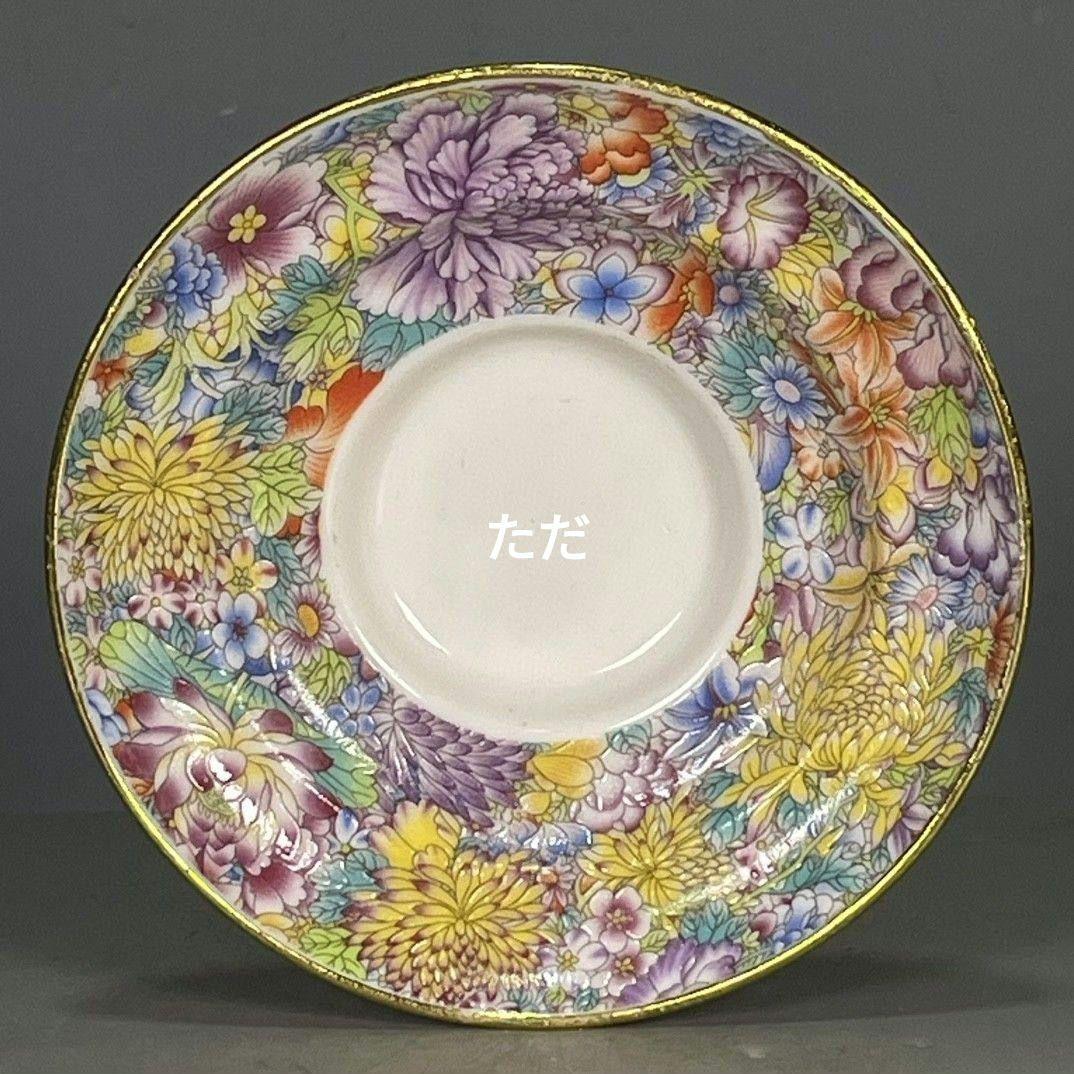 花卉模様三才蓋茶碗 中国茶器 景徳镇 蓋付き茶器 飲茶食器 煎茶具 未使用品