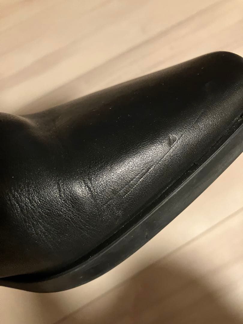 ZARA ブラックレザー サイドジッパーブーツ スクエアトゥ　サイズ40