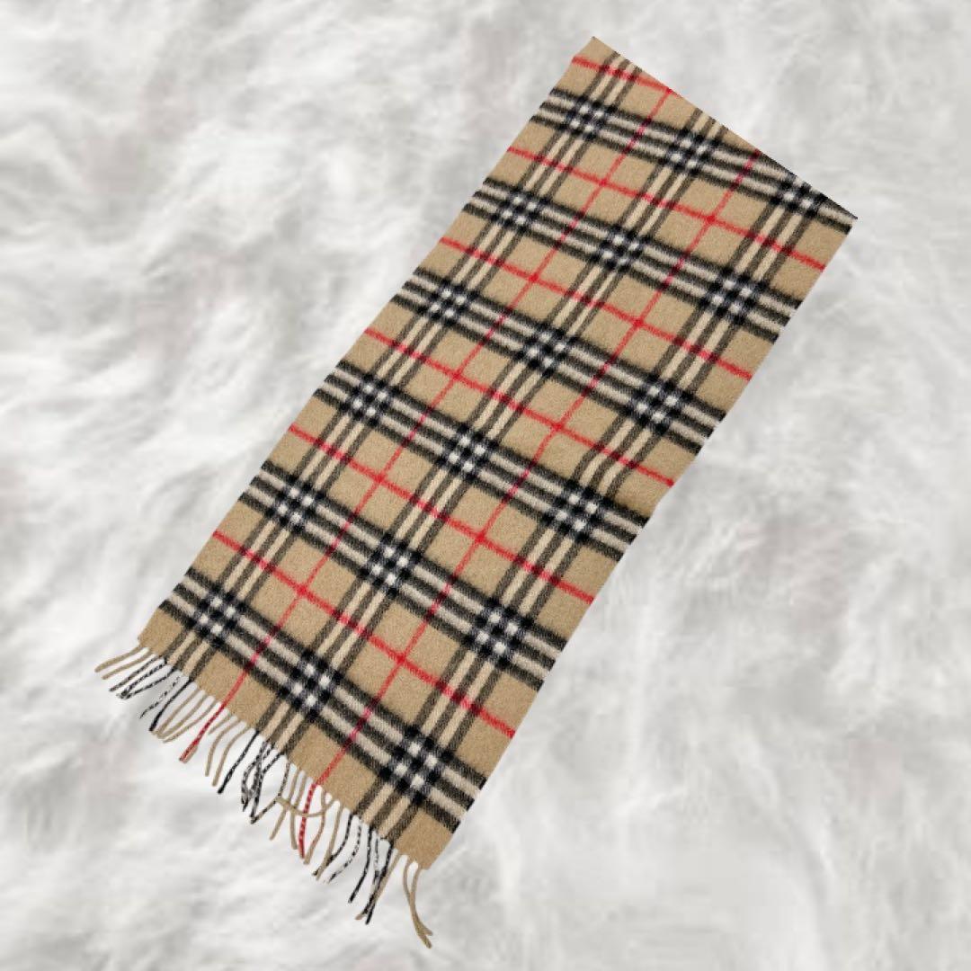極美品 Burberry バーバリー チェック柄 マフラー カシミヤ100%