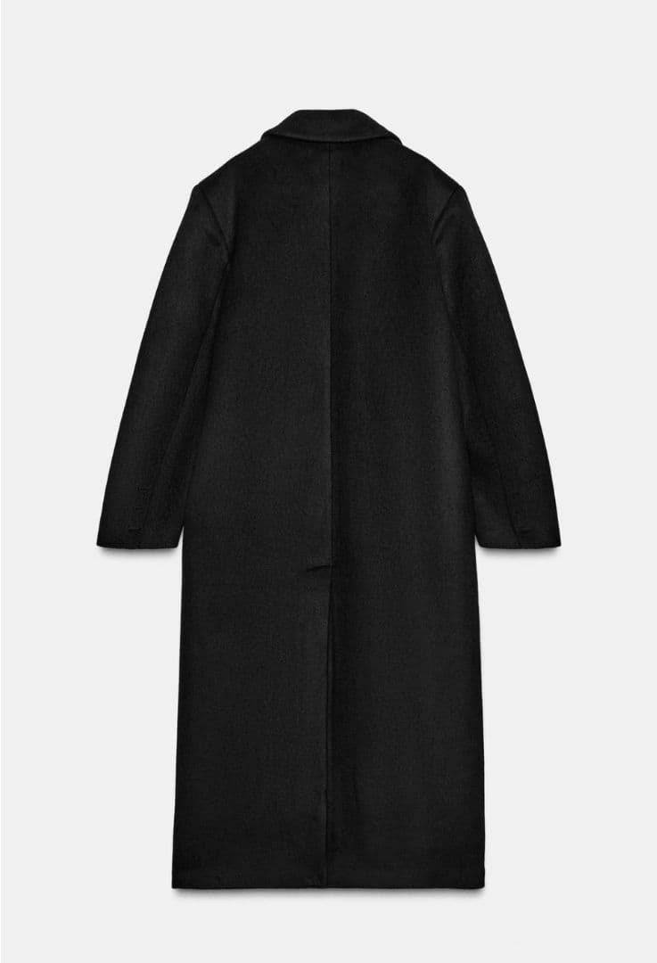 ZARA ウール混紡エクストラロングコートブラック ダブルブレスト ロングコート