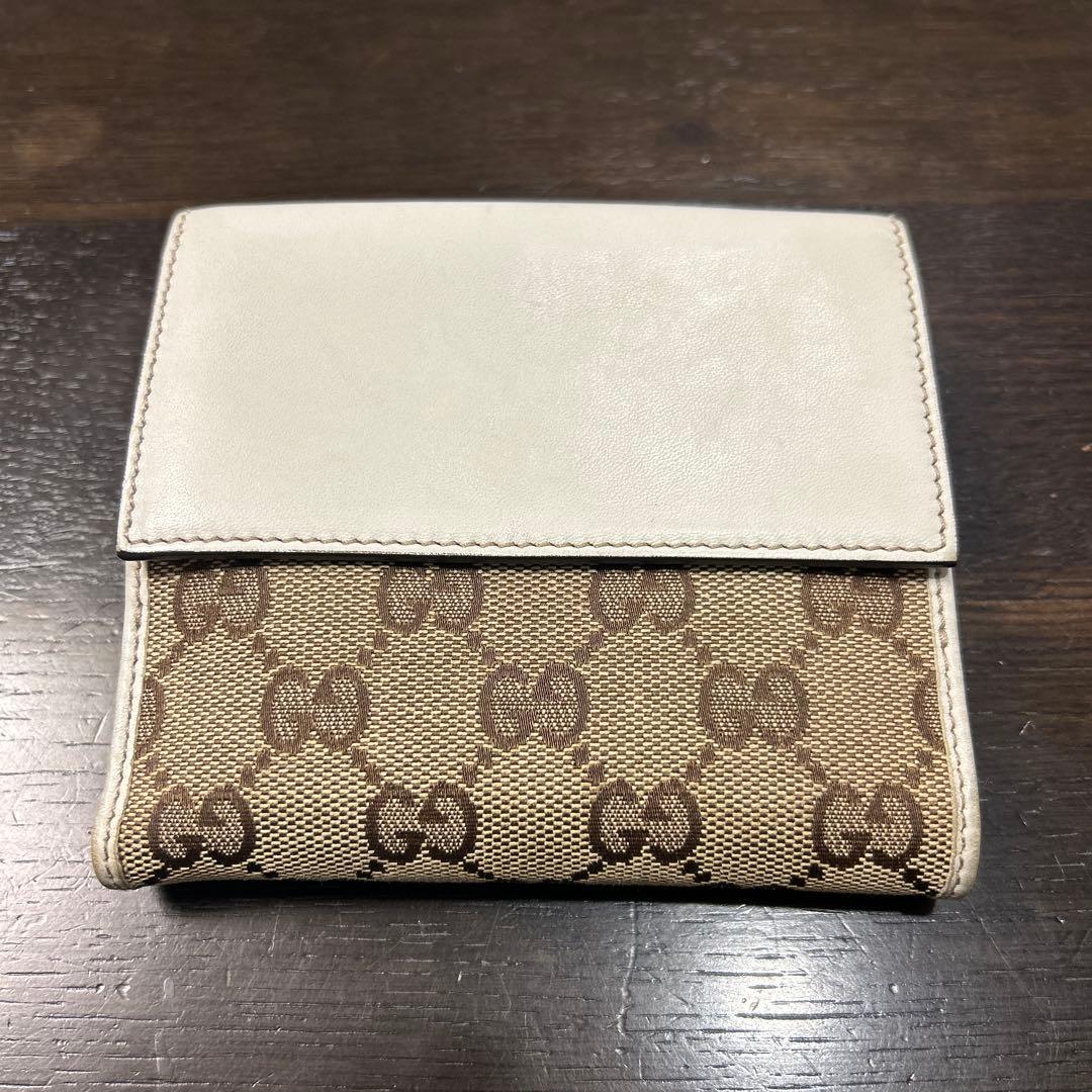 GUCCI 二つ折り財布 GGキャンバス レザー ゴールドハート