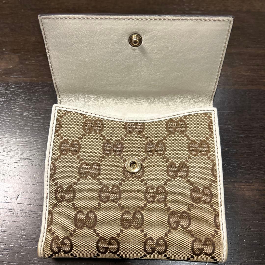 GUCCI 二つ折り財布 GGキャンバス レザー ゴールドハート
